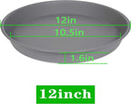 VUWEZ 6 Pack of 12 inch Plant Saucer, Plastic Plant Saucer 12" Round, Plant Saucers for Indoors, Plant Water Tray, Plant Trays for Pots, Planter Tray, Plant Saucers for Planter 11-13" (12", Gray)