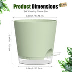 Plant Pots 7 Inch Self Watering Pots, 6 Pack Plastic Planters with Drainage Holes and Clear Saucers,Plastic Flower Pots for Indoor Out Door Plants(Green)