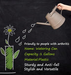 1 Gallon Watering Can for Plants, Watering Cans for Indoor&Outdoor Gardening, Water Can with Ergonomic Movable Handle (Brown)