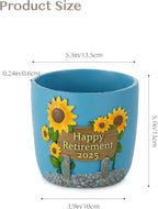 Retirement Gift for Woman: Happy Retirement Gift 2025 - Hand-Painted Plant Pot for Unique Retired Gifts or Retirement Party Decorations - Succulent Planter with Drainage 5.3 inch