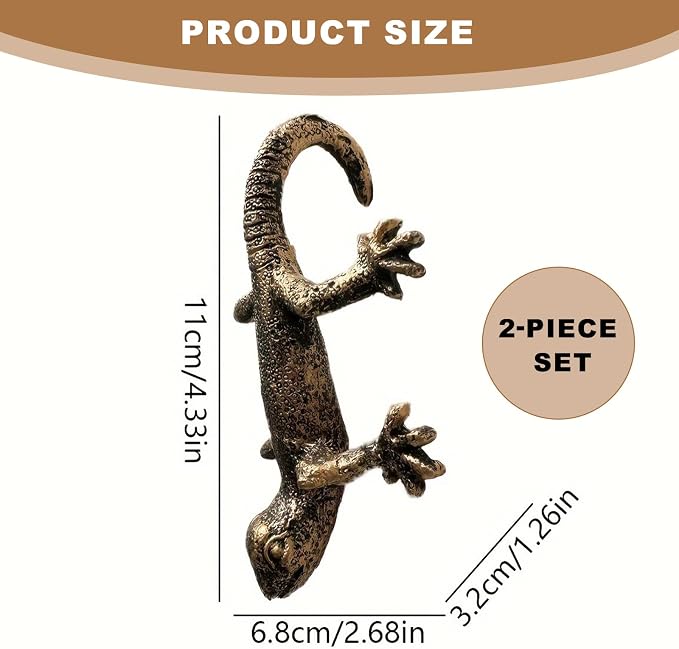 2-Pack Vintage Bronze Gecko Planter Pot Hugger Flower Figurine – Resin Climbing Lizard Statue for Garden, Fairy Garden Terrarium, Outdoor Fence & Yard Decor，Versatile Home & Office Decor
