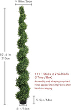 THE BLOOM TIMES 7ft Spiral Artificial Topiary Trees Set of 2, 82 inch Faux Cedar Trees for Outdoor Planters - Fake Twist Cypress Plants for Garden Front Porch Indoor Outside Christmas Decor 7 Foot