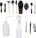 Kisangel 14pcs Gardening Tool Set for Succulent Plant Care, Including Transplanting Tools and Spraying Bottle, Black Gardening Accessories Kit for Indoor and Outdoor Planting