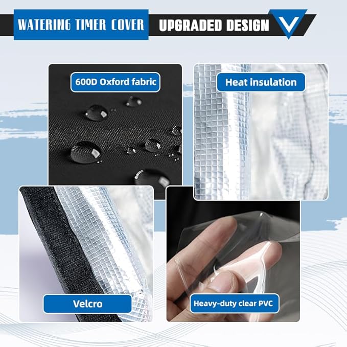 Hose Watering Timer Cover,Heavy Duty 600D Sprinkler Timer Cover for 2-3 Outlet Hose Faucet Timer,with Clear Front Window.(Only Cover)