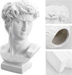 David Statue Vase - 6 Inch Greek Bust Head Aesthetic Planter White Home Decor Roman Style Resin Succulent Flower Planter Pot Sculpture Brushes Holder Makeup Pen Holder