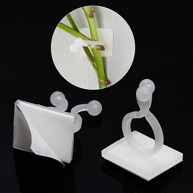 100pcs Wall Plant Clips for Climbing Plants Self Adhesive Clips Plant Hooks for Wall Fixture Clips Plastic Clips Cable Plant Holder Green&White (100, White)