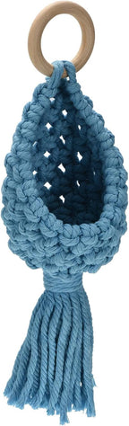 PATIKIL Macrame Hanging Planter, 10" Oval Home Air Plant Holder Decorative Flower Pot Basket for Indoor Garden, Blue