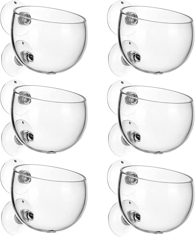 Tfwadmx 6 Pieces Aquarium Plant Holder Pot Aquarium Decor Crystal Glass Aquatic Plant Cup with Suction Cups Aquarium Fish Tank Decorations