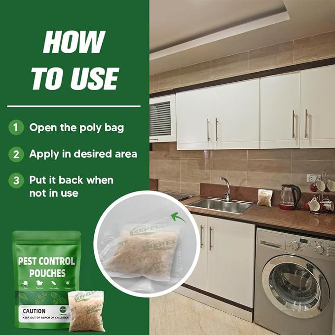 LAQDECDV Pest Control Pouches, Mouse Repellent, Rodent Repellent Indoor, Mice Repellant, Peppermint to Repel Spider, Roach & Ant, Rat Deterrent for House, Keep Mice Away, Covers up to 120 sq ft-8P