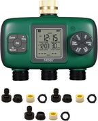 MOES 3 Outlet Sprinkler Timer, Brass Inlet, Programmable Automatic Irrigation Controller, Rain Delay, Manual Watering, 3 Zone Water Hose Timer for Gardens, Lawns