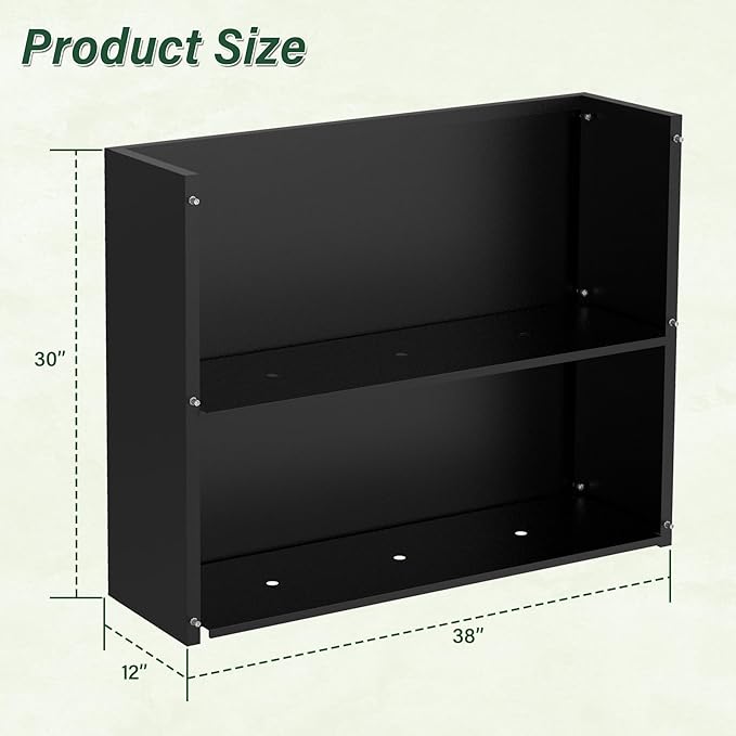 Metal Tall Planter 38" L x 12" W x 30" H, Long Rectangular Planter Box with Drainage Holes & Removable Shelf – Heavy Duty Steel Planter for Tall Plants, Flowers or Shrubs