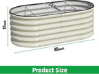 SnugNiture 3 Pcs 4x2x1.5ft Raised Garden Bed Outdoor, 17" Tall Galvanized Metal Planter Box, Oval Raised Garden Bed Kit for Planting Vegetables Plants Fruits, Beige White
