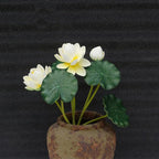 2Pcs Artificial Lotus Flower Decor, 12.5inch 7 Head Water Lilies, Outdoor Pond Plants, Silk Artificial Flower Lotus, Household Living Room and Dining Table Decoration (White)