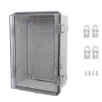 Waterproof Junction Box, ABS Plastic Electrical Box with Stainless Steel Latch, Hinged Cover Electric Project Enclosure Box with Mounting Plate, Wall Brackets & Cable Gland 11.8"x7.8"x7.1"