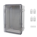 Waterproof Junction Box, ABS Plastic Electrical Box with Stainless Steel Latch, Hinged Cover Electric Project Enclosure Box with Mounting Plate, Wall Brackets & Cable Gland 11"x7.5"x5.1"