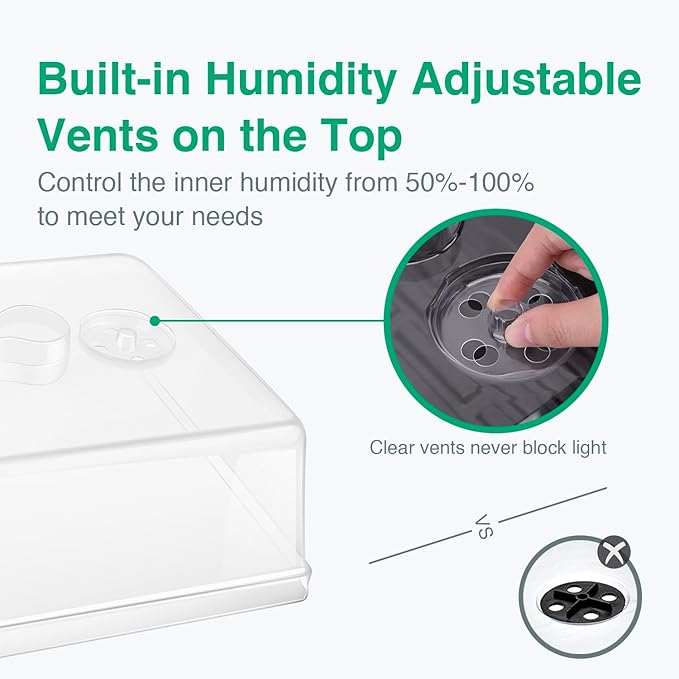[Thick Plastic] 5-Set Strong Seed Starter Trays with 5" Humidity Domes for Seed Starting, Germination, Seedling Propagation & Plant Growing, Holds 240 Cells in Total