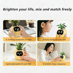 Intelligent Flower Pot, Electronic Bud, Maintenance Plant Assistant, Fun Interactive Flower Pot, Indoor Green Planting Monitoring, LCD Screen Display, Cell Phone APP Connection (White)
