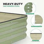 1MORE Raised Garden Bed -5X3X1 Galvanized Planter Box for Outdoor Gardening,4 in 1 Modular Raised Bed Kit with Protective Tape, Gloves for Herb,Ideal for Vegetables and Plants.Green-1Pack