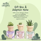 Original Earthlings Sitting Small Plant Pot - 4 Inch Cute Plant Pot - Succulent & Cactus Christmas Planters, Removable Drainage Plug, Cute Decor Plant Gifts for Plant Lovers, Teacher Gifts