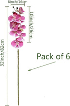 FagusHome 32 Inch Artificial Phalaenopsis Flowers 6 Pcs Artificial Orchid Flowers Stem Plants for Home Décor (Pink)