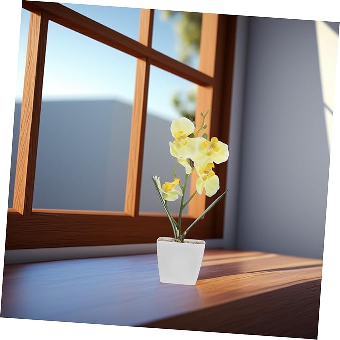 ORFOFE Artificial Orchid Flowers Vase Lifelike Faux Orchids Arrangement for Home Office and Living Room Decor and Space-Saving Design