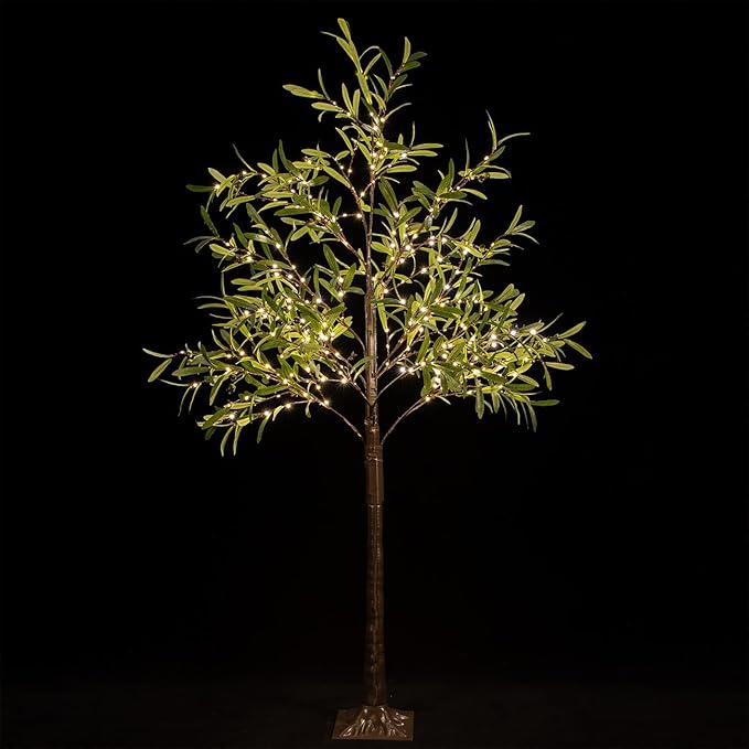 TYBEEU 6ft Lighted Olive Tree with 300 Warm White LED Lights, Dimmable, Ideal for Indoor & Outdoor Holiday Decor, Home, Garden, Wedding & Party