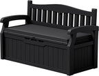 Devoko 80 Gallon Storage Bench with Cushion, Lockable Deck Box for Patio Furniture, Garden Decor and Outdoor Seating for Cushions, Garden Tools and Pool Supplies (Black, 80 Gallon with Cushion)