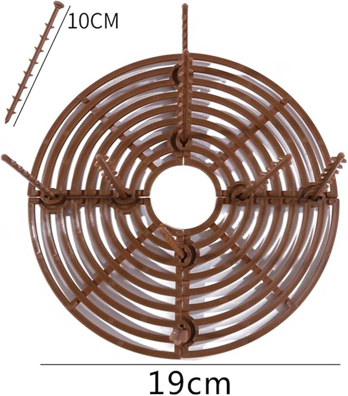 Plant Pot Grids 6PCS Plant Pot Soil Guard with Nails Grid Flower Cover Baby Safety Mouse Garden Home Protector(Brown S Round)