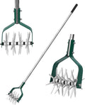 YEELOR Garden Cultivator Adjustable Stainless Steel Handle, fine Rotary Cultivator Tiller for Small Scale Gardens Soil Loosening, Lawn Aeration, Fertilizer Mixing & Planting Preparation
