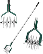YEELOR Garden Cultivator Adjustable Stainless Steel Handle, fine Rotary Cultivator Tiller for Small Scale Gardens Soil Loosening, Lawn Aeration, Fertilizer Mixing & Planting Preparation