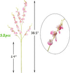 Pink Flowers Artificial Silk Orchids Bulk 12 Pcs (38.5”) Long Stem Artificial Flowers for Tall Vase, No Include Vase