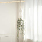 Decorative Hanging Plants for Shelf, Faux Ivy Eucalyptus Vine, Fake Greenery in White Pot (Extra Large)