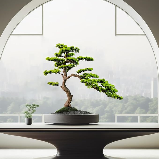 3ft（36in） Artificial Bonsai Tree Juniper Faux Plants Indoor Big Fake Plants Decor with Ceramic Pots for Home Table Office Desk Shelf Bedroom Living Room Decorations (Green)