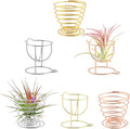Air plant holders unique, 6pcs/pack Geometric Metal Plants Stand Airplant Container Tillandsia Holder Planter Shelves Airplants Rack Tabletop Decor for Plant Lovers(cat + spring shape)