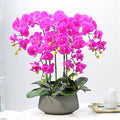 Decor Artificial Flowers with Vase Artificial Orchid with Vase Fake Flower Phalaenopsis Faux Plants for Home Decor Living Room Decoration 60cm Faux Flowers Arrangements Ornaments,Purple