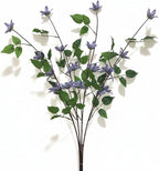 4pcs Blue Purple Artificial Clematis Flower Branches Greenery Stems, 29.5" Long Stem Realistic Silk Faux Flower Plants for Vase, Home Wedding Office Table Centerpiece Decor
