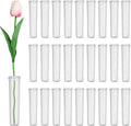 MECCANIXITY 28 Pcs Floral Water Tubes, 3 Inch Clear Flower Water Tubes Floral Vials with Plastic Caps for Fresh Flowers Arrangement Decor Milkweed Cutting Florist Supplies, Transparent