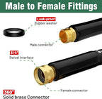 Garden Hose 25 ft x 5/8 in Heavy Duty Water Hose, Flexible and Durable, Lightweight Rubber Hybrid Hose, Leak-Free Connections, Male to Female 3/4'' Brass Fittings for Patio, Lawn, Black