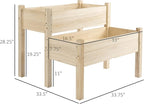 Outsunny 34"x34"x28" Raised Garden Bed, 2-Tier Elevated Wood Planter Box for Backyard, Patio to Grow Vegetables, Herbs, and Flowers, Natural
