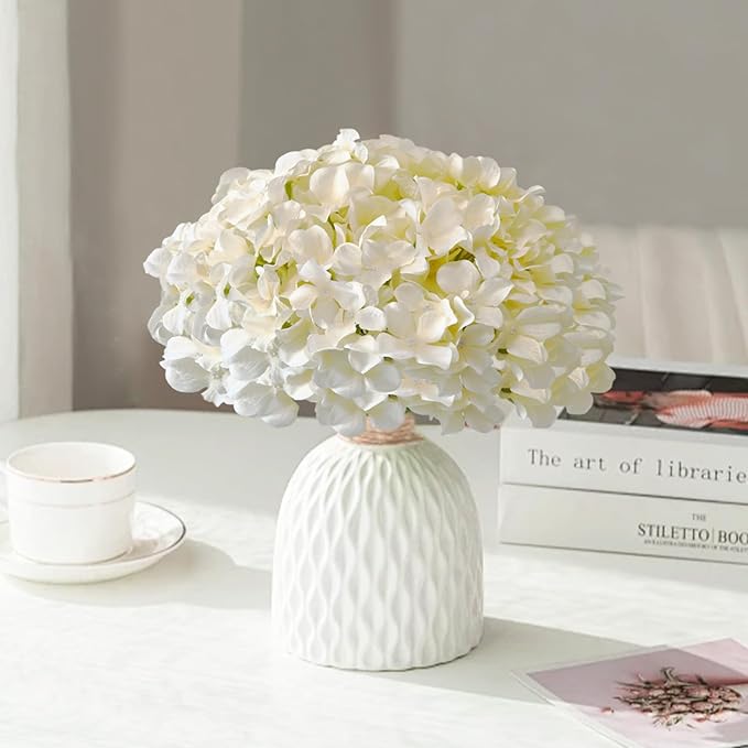 65Pcs Champagne Hydrangea Artificial Flowers Bulk,Realistic Silk Fake Flowers with Stems,Faux Hydrangea Flowers for Wedding Home Decor Centerpieces Living Room Garden Party Baby Shower Decor