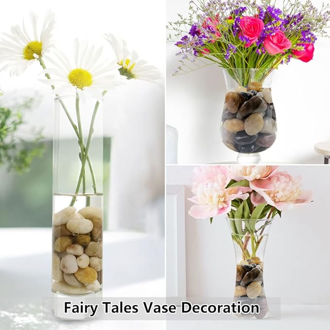 YISZM 2lbs White River Rocks, 1-2 Inch Natural Pebbles for Indoor Plants, High Polished Decorative Stones Vase Filler Fish Tank Aquariums Landscaping Garden Outdoor and Indoor DIY