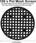 50 Pcs 2.1" Plant Pot Mesh Round Hole Cover, 55mm Black Plant Pot Drainage Mesh Discs Bottom Liners for Bonsai/Flower Pots, Soil Retention Grid Mats