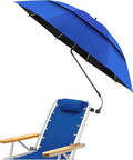 48.6" Double Canopy Beach Umbrella with Clamp, UPF50+ Beach Chair Umbrella with clip(Cobalt Blue)