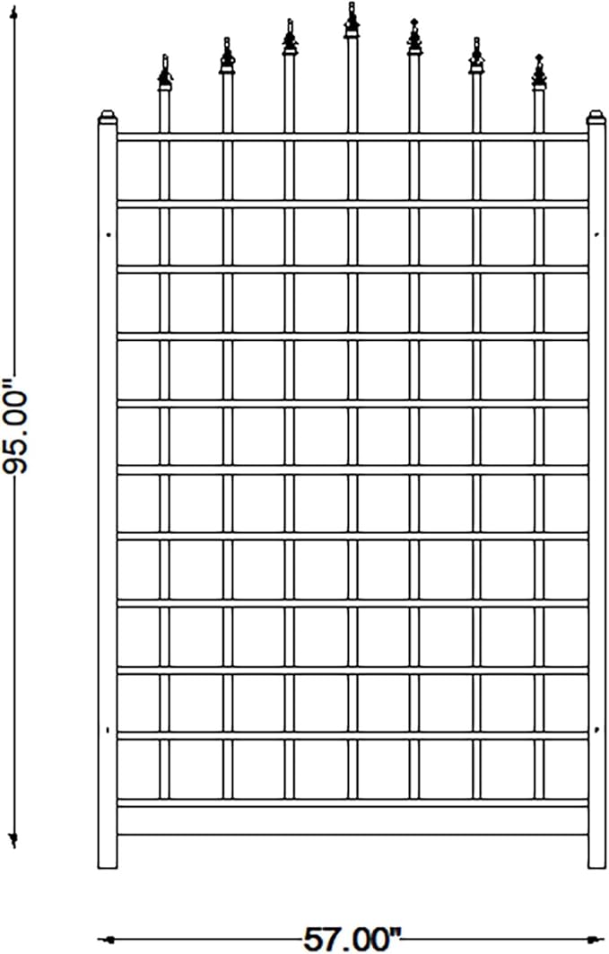 Dura-Trel Winchester 57 x 95 Inch PVC Vinyl Outdoor Garden Patio Trellis, with Wall Mounting Screws, Mocha