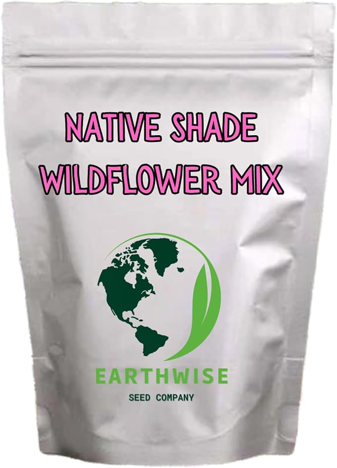 Earthwise Shady Native Wildflower Seed Mix – Shade Tolerant, Pollinator Friendly, Low Maintenance, Organic, Chemical-Free, Pet Safe, Moisture Adaptable, Non-GMO – Covers Up to 750 sq ft, 1 lb