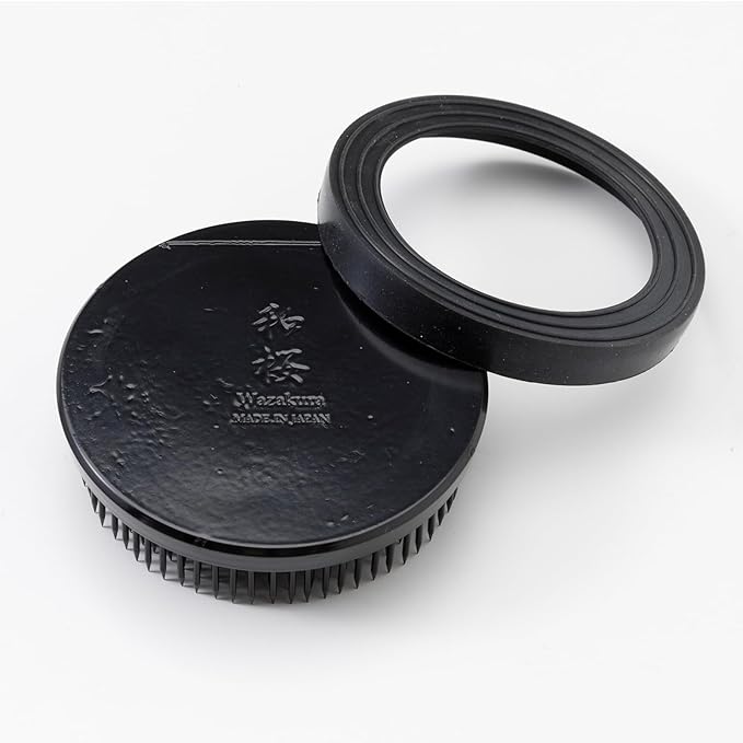Wazakura Japanese Ikebana Kenzan Flower Holder 89mm (3.5"), Made in Japan, Round Large - Black