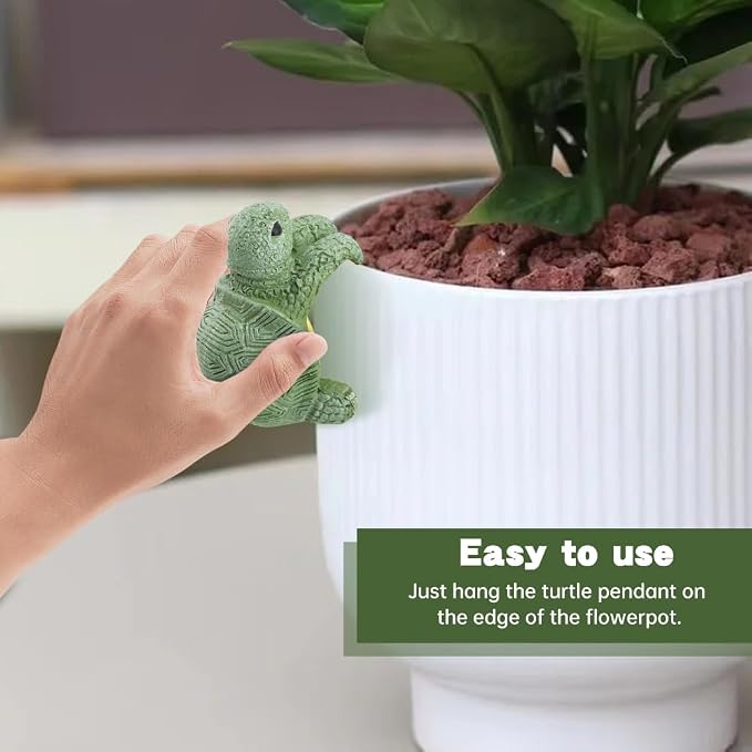 Turtle Flower Pot Hugger Decoration, Green Resin Hanging Planter Ornament, About 2.75 in Tall, for Pot Edge Terrarium Shelf and Patio Decor, 1 Pack