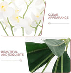 Baluue Artificial Phalaenopsis Orchid Stem Faux Leaves White Butterfly Orchid Flower for Indoor Home Decor Living Room Wedding Event Floral Arrangement