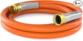 SPECILITE Garden Water Hose 5 ft x 5/8 in, Heavy Duty Leader Pipe Extension, Flexible, Lightweight Kink-less,Hybrid Rubber, with 3/4" Brass Fittings, Orange