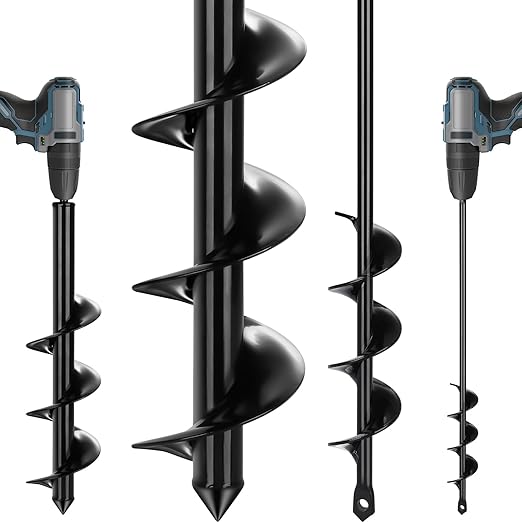 Gbekery Auger Drill Bit for Planting 2 Pack,1.6x16 inch&3.5x16 inch,Auger Drill Bit Suitable for 3/8'' Hex Drill Driver,Garden Spiral Hole and Planter for Bulbs,Fence Posts,and Umbrella Holes